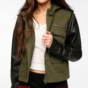 Urban Outfitters OliveDenim/Faux Leather Jacket--M